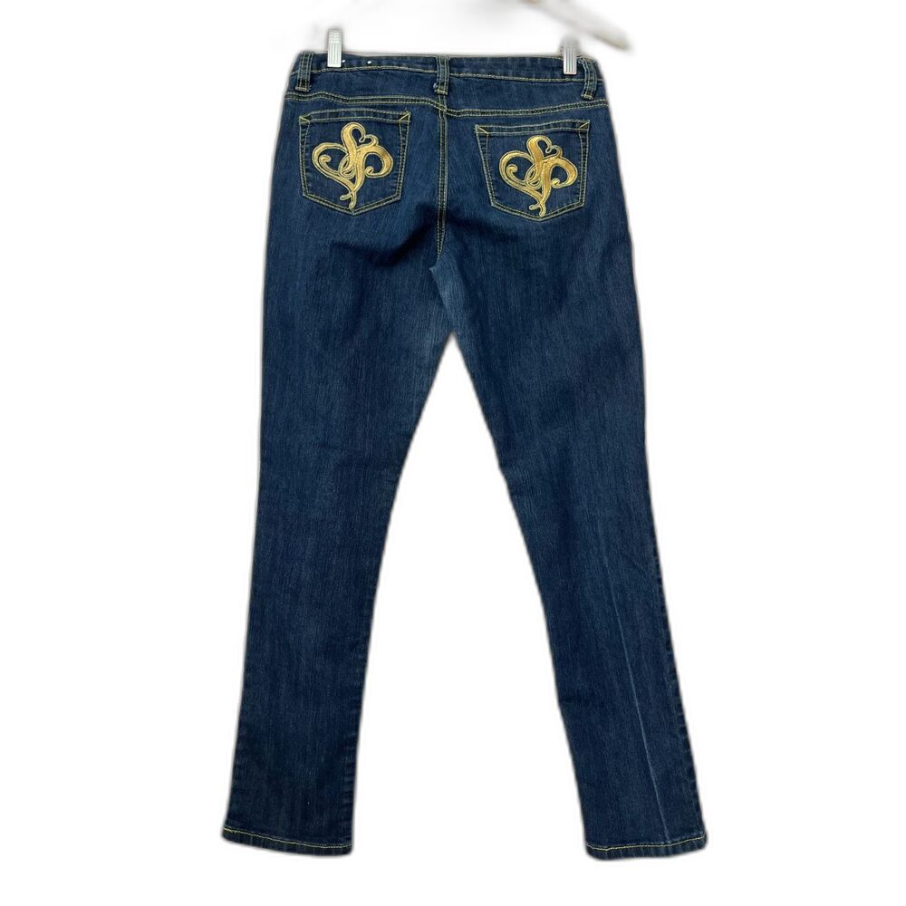 Southpole Denim RN82628 Skinny Straight Leg Jean Sz 11 Blue Embroidered Pockets